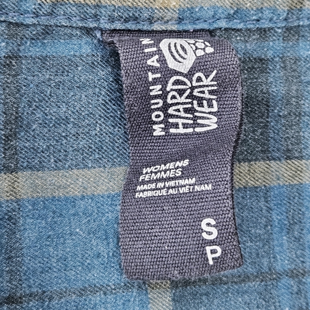 Mountain Hardwear Long Sleeve Flannel Plaid Turquoise Button Up Shirt Women's S - Picture 3 of 14